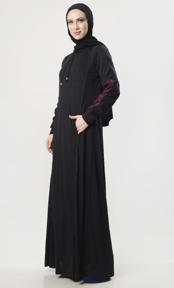 Plain Hooded Jersey Everyday Abaya - EastEssence.com