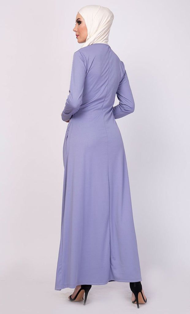 Pleated Drape Panel Abaya Dress - EastEssence.com