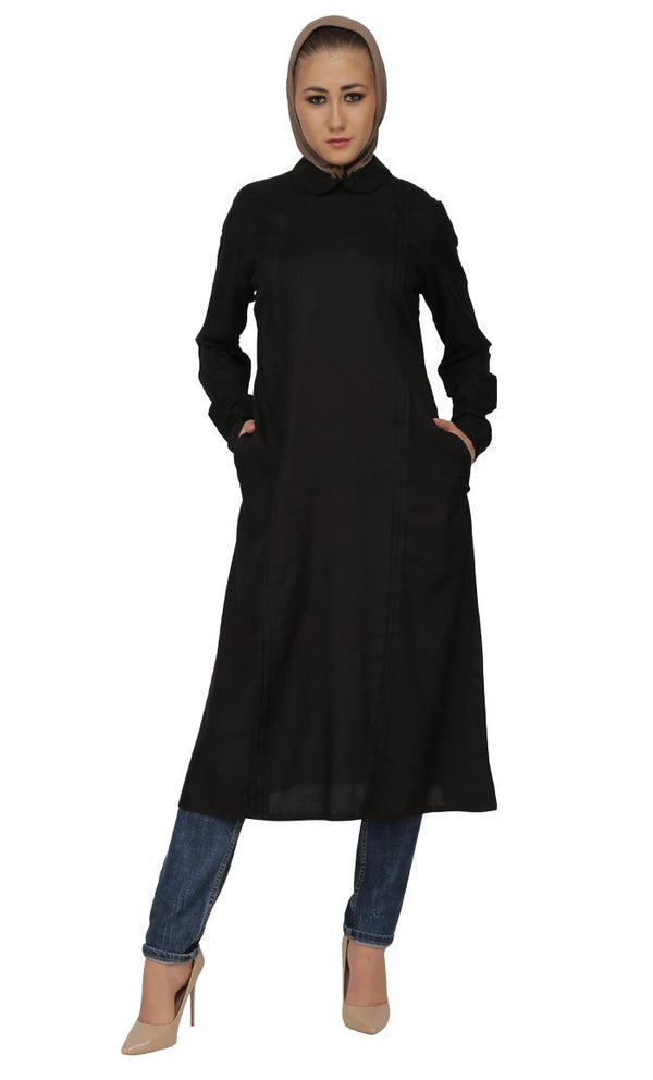 Peter Pan Collared Shirt Style Long Tunic