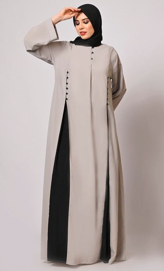 Pleated Perfection Grey Abaya
