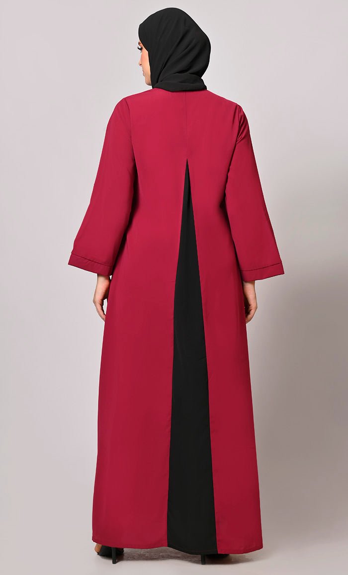 Pleated Perfection Maroon Abaya