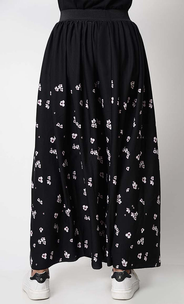 Printed mini floral full length skirt - EastEssence.com