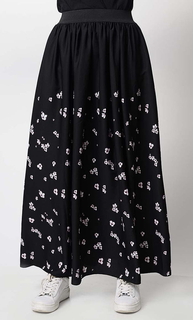 Printed mini floral full length skirt - EastEssence.com