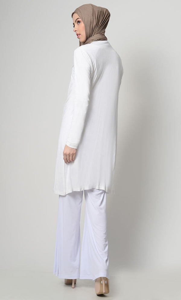 Printed Yoke Everyday Tunic - White - EastEssence.com