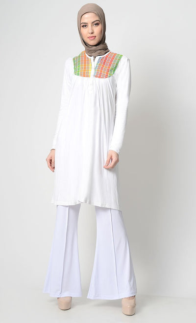 Printed Yoke Everyday Tunic - White - EastEssence.com