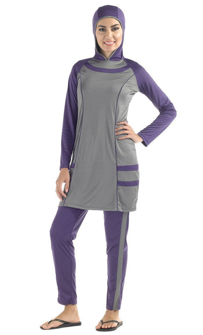 Purple & Grey Polyamide Swimsuit - EastEssence.com