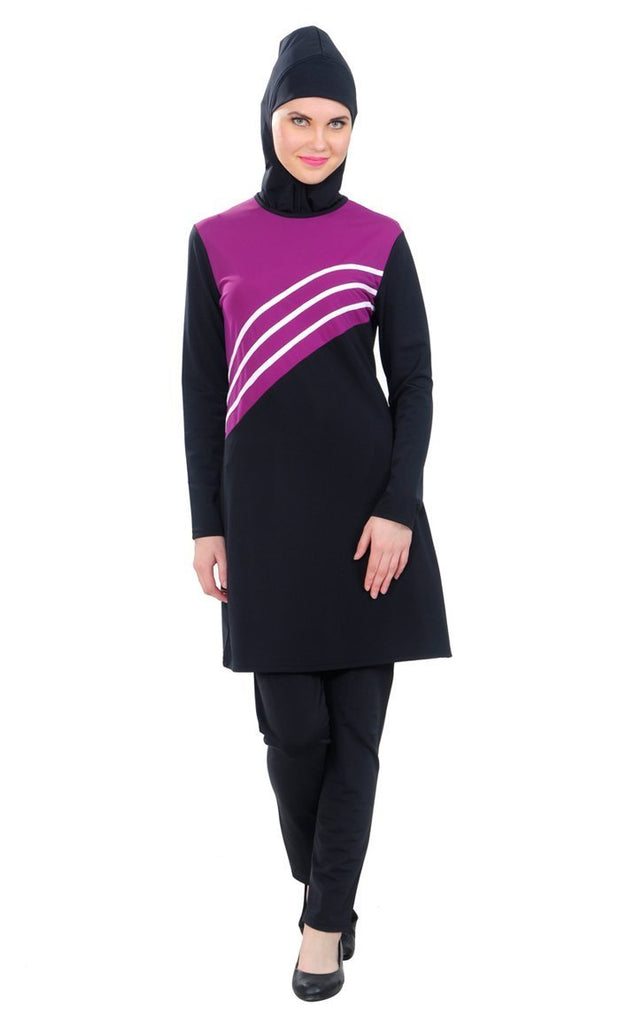 Purple Stripe Swimsuit - Final Sale - EastEssence.com