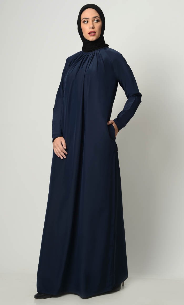 Raglan Style Neck Pleat Abaya - EastEssence.com