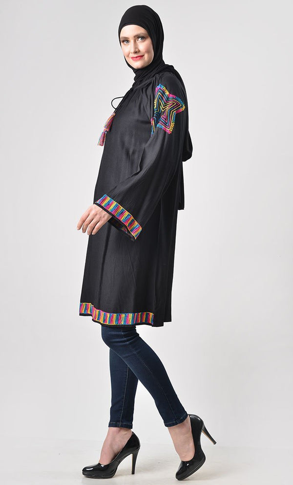 Rainbow Thread Embroidered Tunic - EastEssence.com