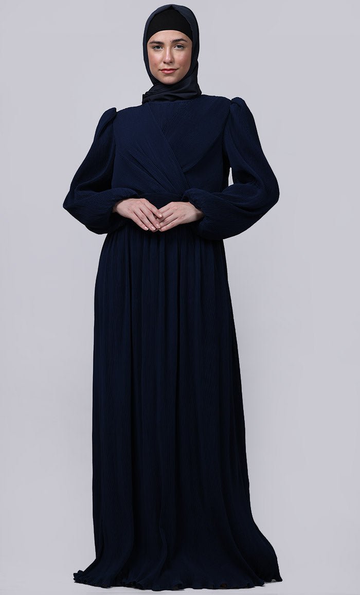 Ramadan Special Amazing Puff Sleeves And Overlaped Detailing Abaya - EastEssence.com