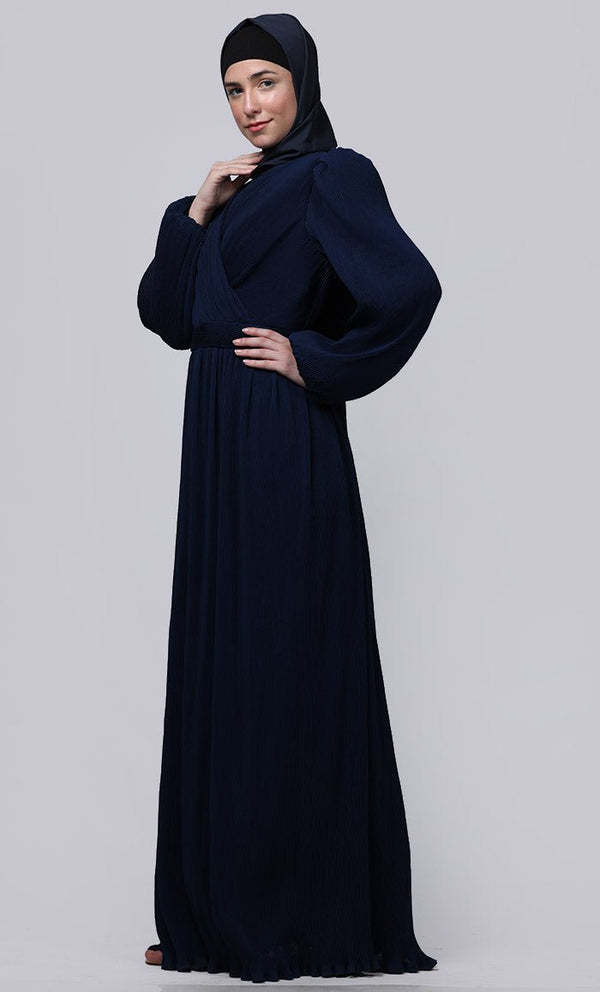 Ramadan Special Amazing Puff Sleeves And Overlaped Detailing Abaya - EastEssence.com