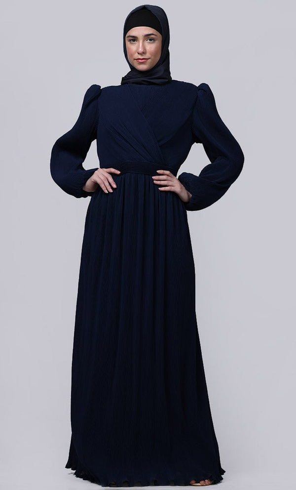 Ramadan Special Amazing Puff Sleeves And Overlaped Detailing Abaya - EastEssence.com