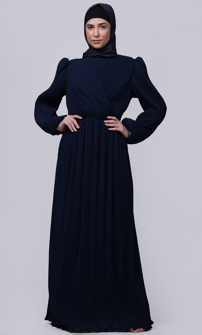 Ramadan Special Amazing Puff Sleeves And Overlaped Detailing Abaya - EastEssence.com