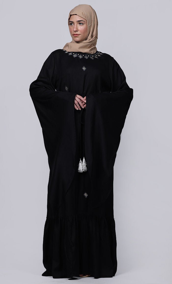 Ramadan Special Beautiful Black Abaya With Loose Belt