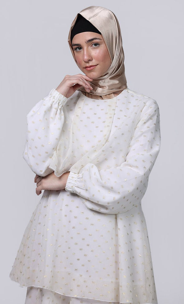 Ramadan Special White Mult-Layered Abaya - EastEssence.com