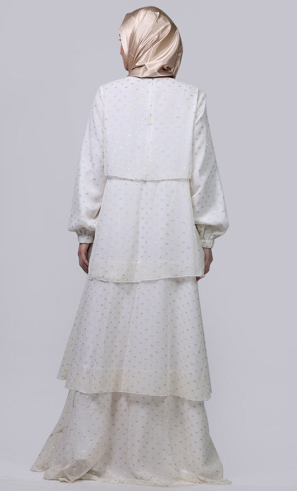 Ramadan Special White Mult-Layered Abaya - EastEssence.com
