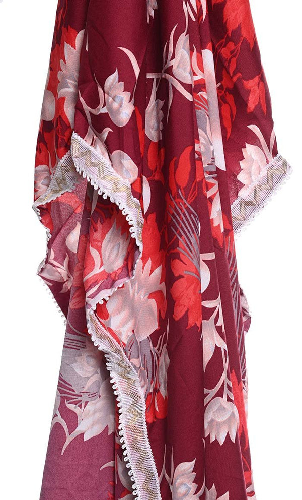 Red Beautiful Floral Printed Hijab