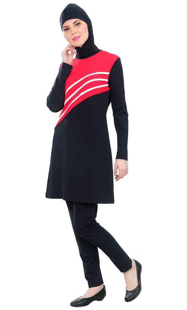 Red Splash Burkini Swimsuit - Final Sale - EastEssence.com