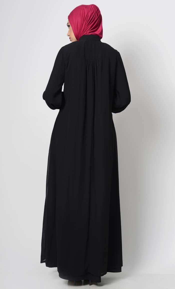 Rise and Shine Embroidered Abaya-Black - EastEssence.com