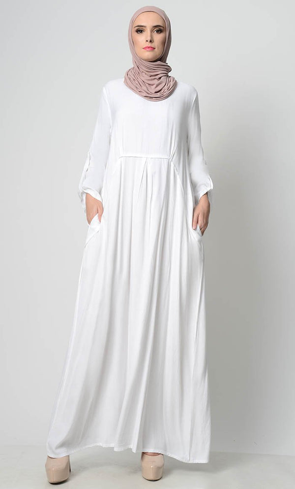 Roll-Up Sleeve Rayon Abaya