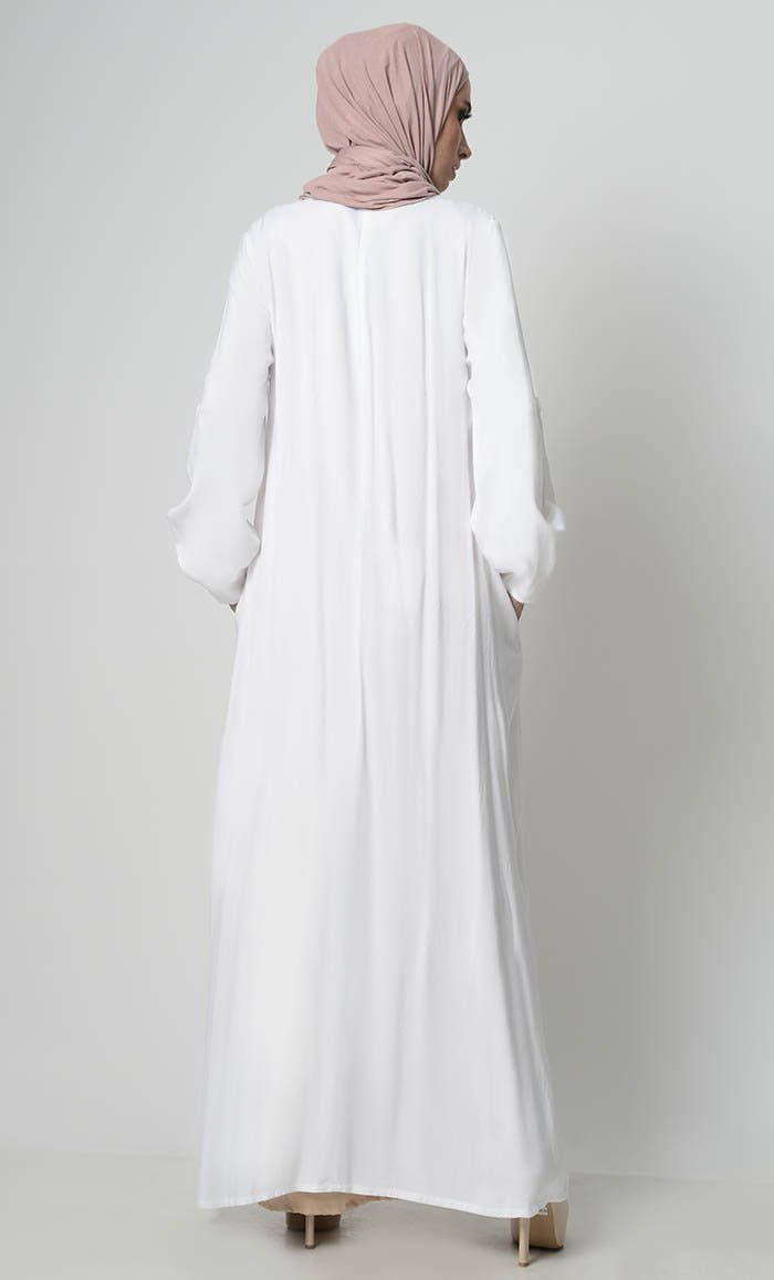Roll-Up Sleeve Rayon Abaya