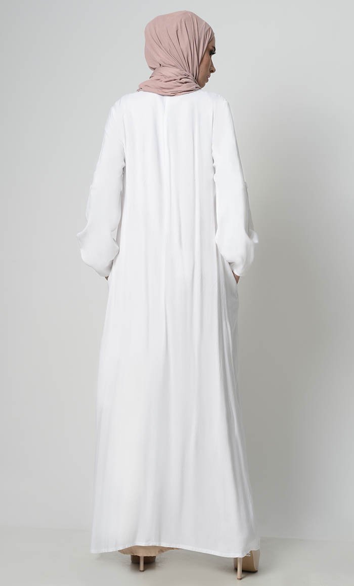 Roll-Up Sleeve Rayon Abaya