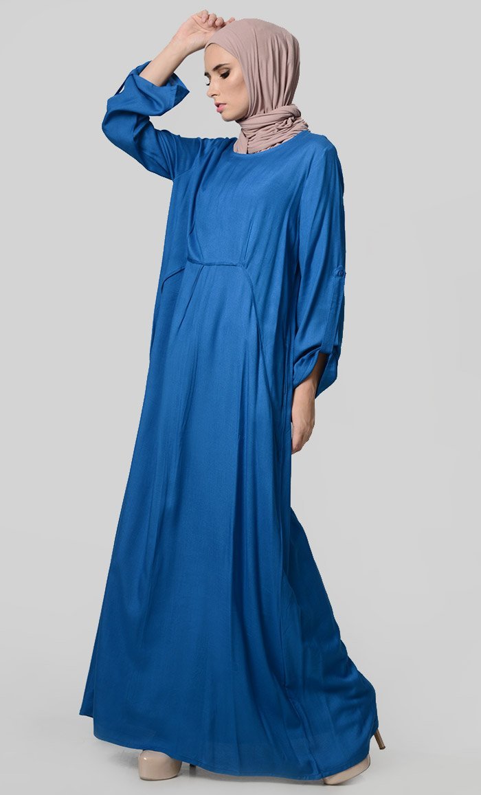 Rolled Up Sleeve Rayon Abaya - EastEssence.com