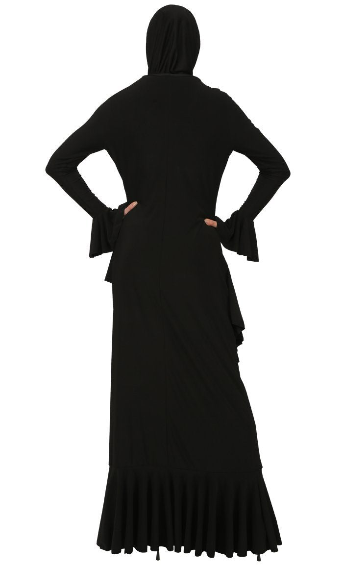 Ruffled Panel Wear Abaya Dress