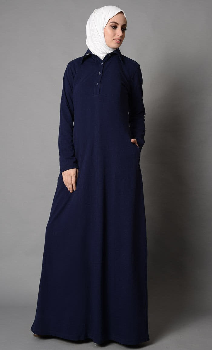 Robe Abaya de base pour uniforme scolaire - Marine