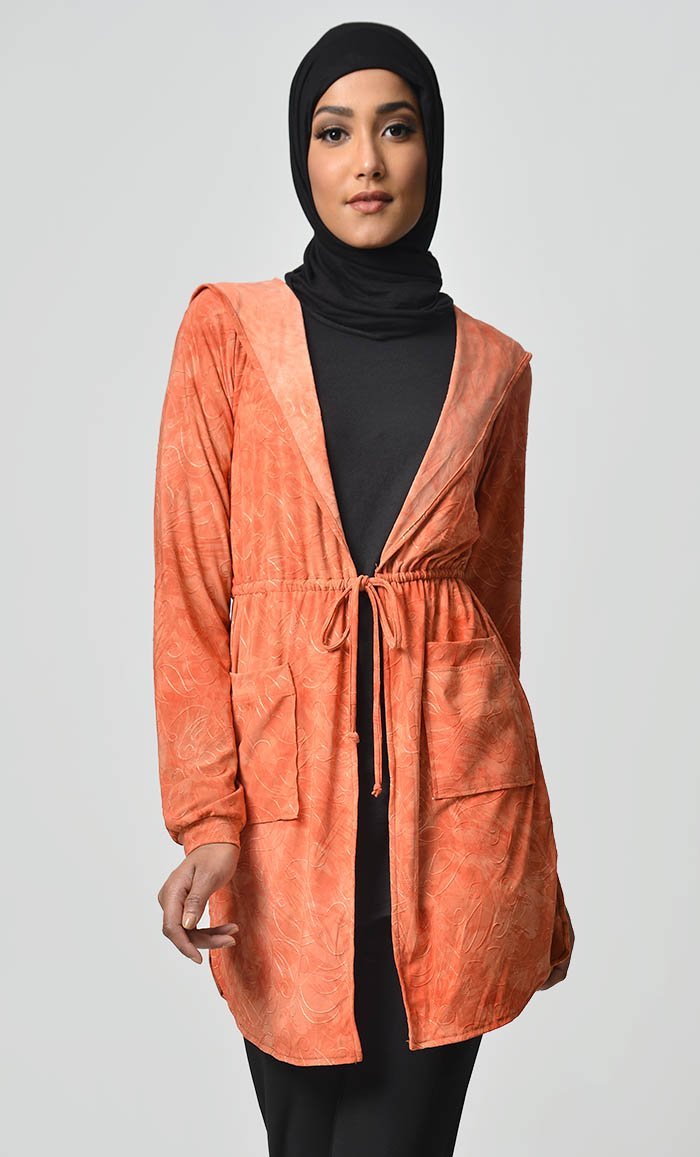 Self Thread Designed Shrug - Orange - EastEssence.com