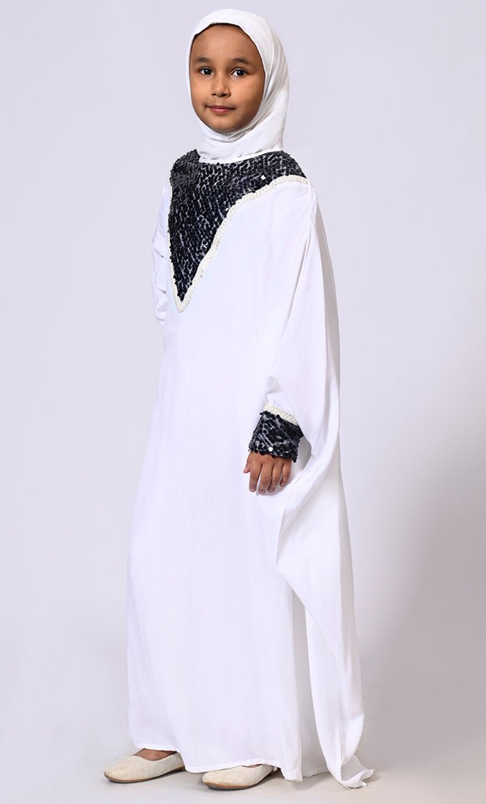 Stylish Girl's White Kaftan