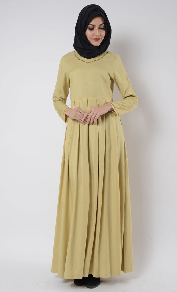 Sequins embellished flared abaya dress - EastEssence.com