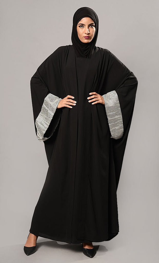 Sequins Embellsished Kaftan Style Abaya Dress - EastEssence.com