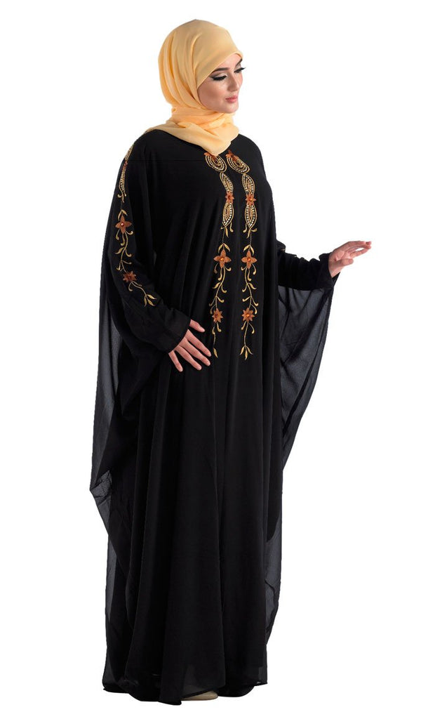 Sequins, rhinestones and beads embroidered kaftan abaya dress - EastEssence.com