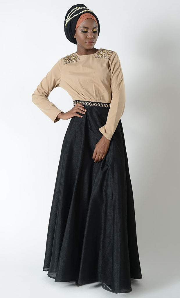 Shoulder Embellished Eid Abaya Dress - EastEssence.com