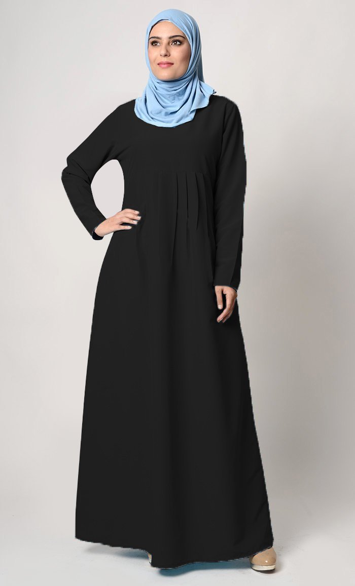 Side Pleated A Line Everyday Abaya Dress