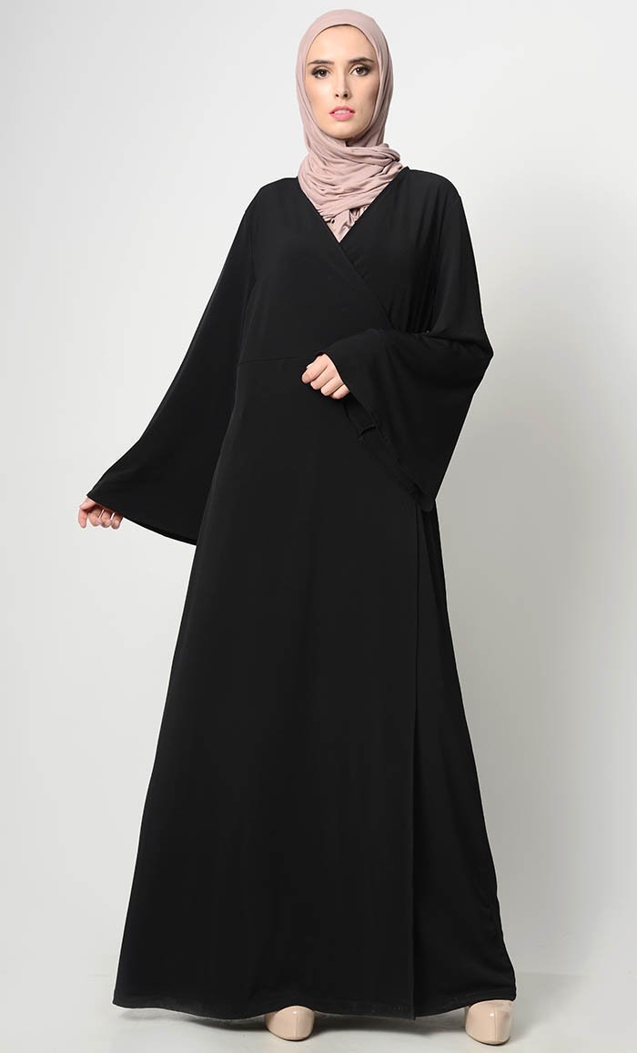 Buy Simple Wrap Style Black Abaya M / 56 Buy Simple Wrap Style Black Abaya M / 56