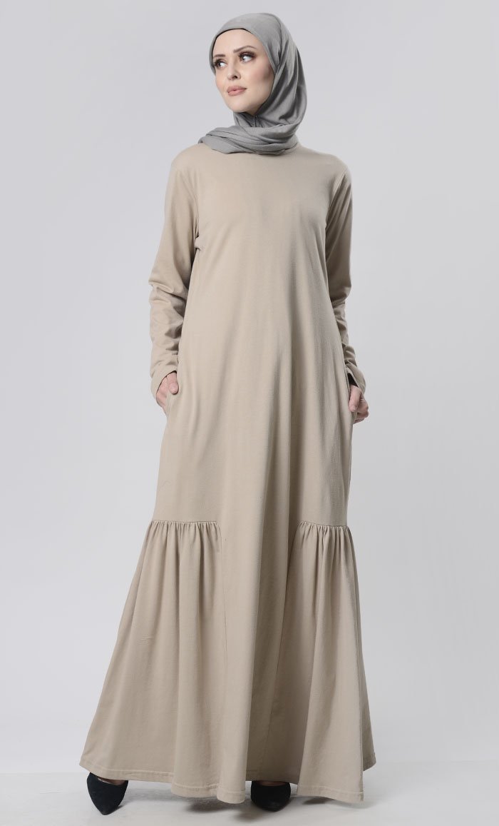 knit abaya dress Tala premium Ribbed Knit Abaya- Blue Gray 54 by LaMeera Moda