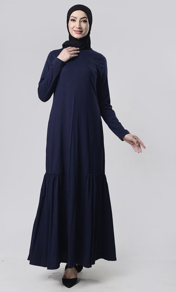 Simple Knit Abaya With Pockets