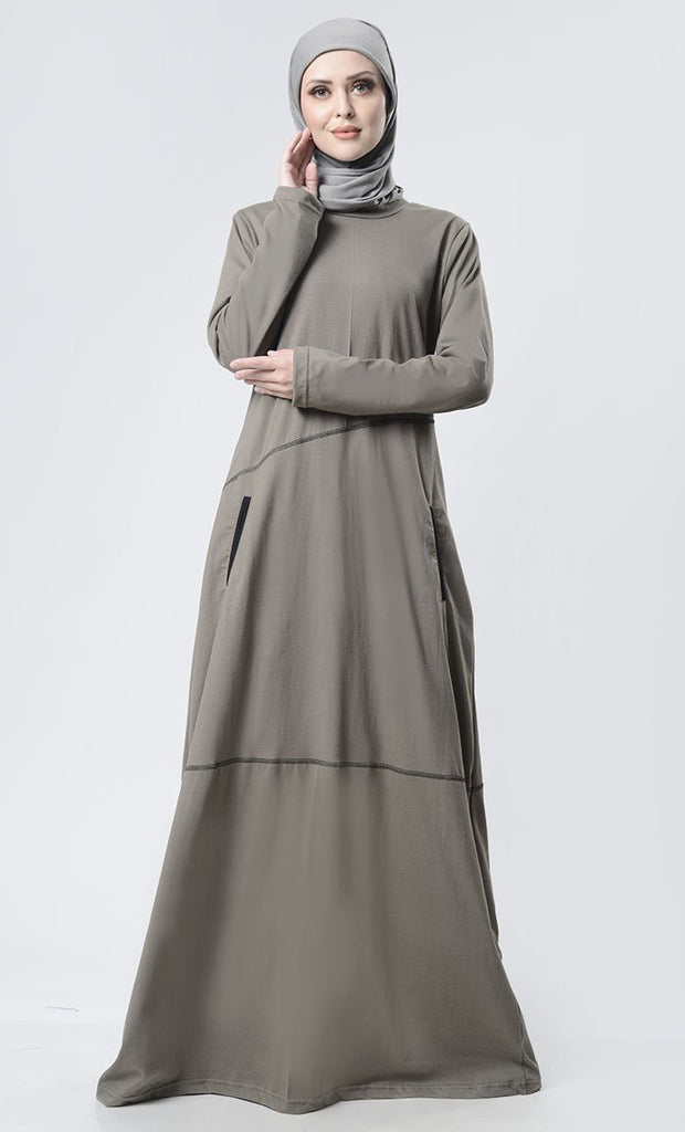 Simple Top Stitch Detailed Abaya