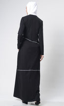 Simple Top Stitch Detailed Abaya With Pockets - EastEssence.com