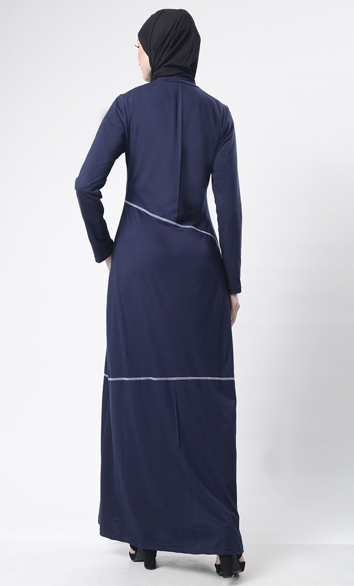 Simple Top Stitch Detailed Abaya