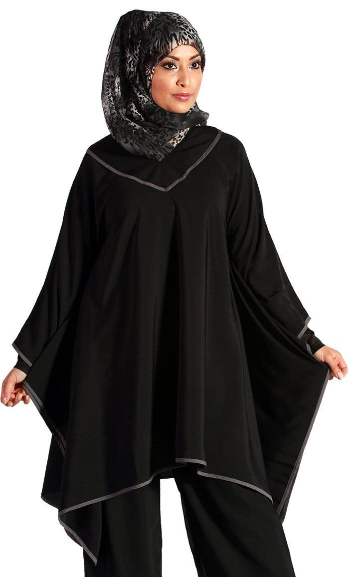 قفطان كورتي أسود سهل الارتداء