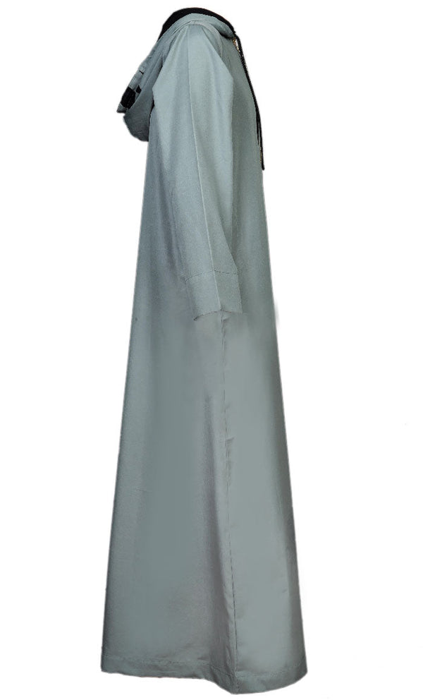 Smart Hoody Thobe For Men With Front Zipper