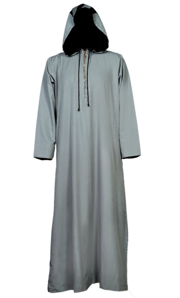 Smart Hoody Thobe For Men With Front Zipper