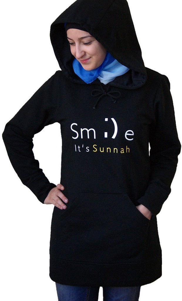 Smile, It'S Sunnah Slogan Hoodie Swearshirt - EastEssence.com