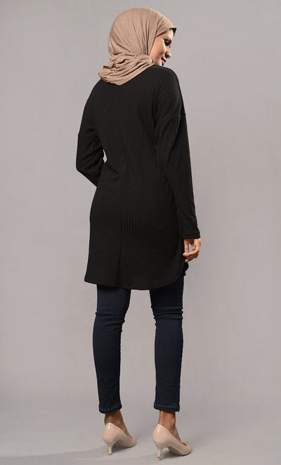 Solid fleece black pullover - EastEssence.com