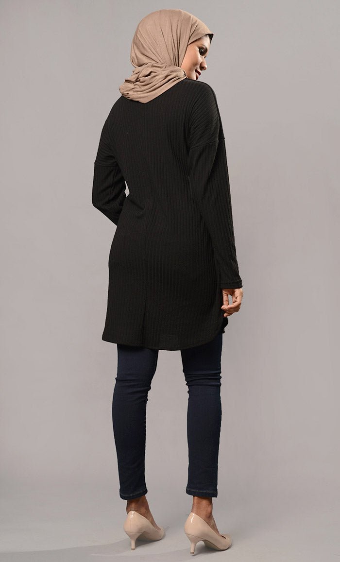 Solid fleece black pullover - EastEssence.com