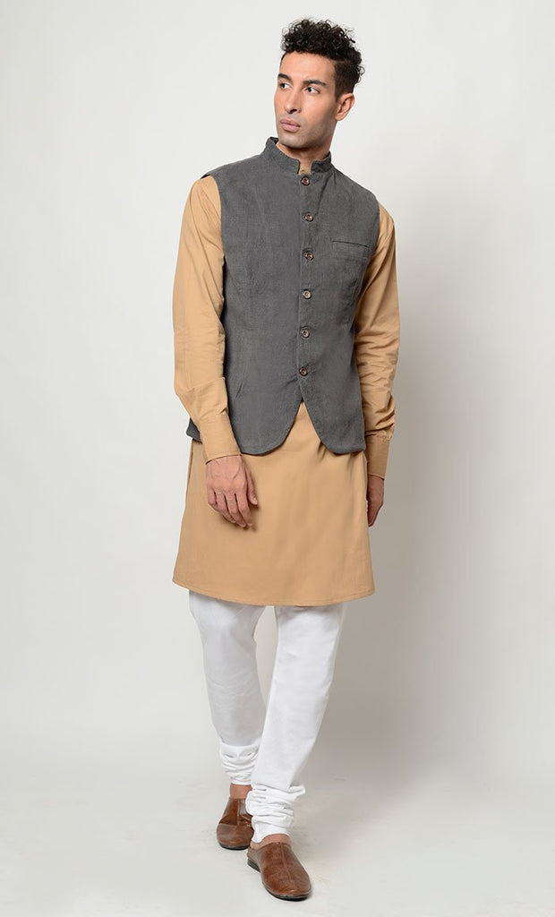 Solid kurta pajama with vest traditional dress - EastEssence.com