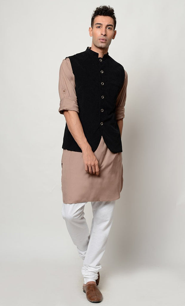 Solid Rayon kurta pajama with jacket Eid Dress - EastEssence.com